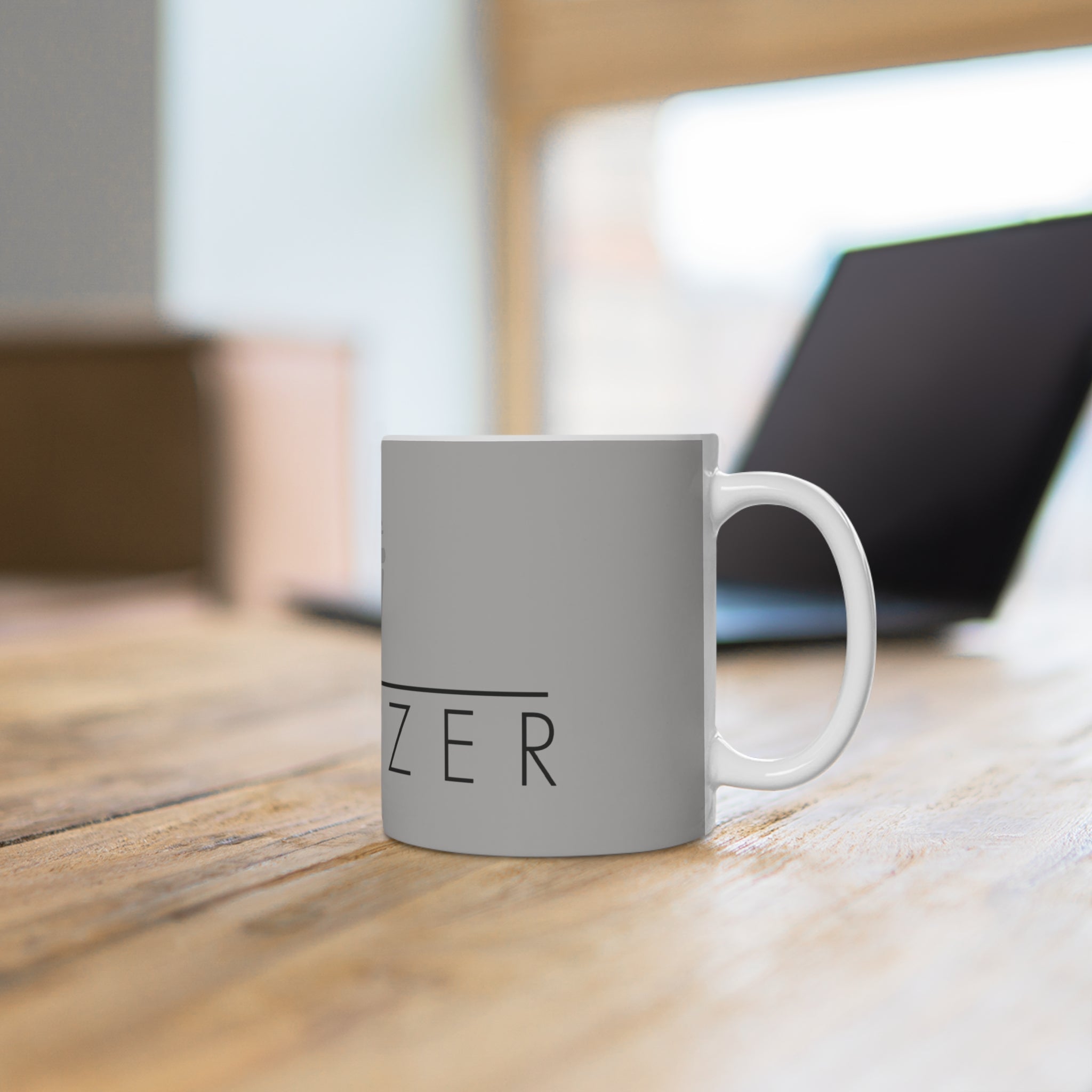 Ceramic Mug — Minimal Gray ‘RINZER’ Logo Coffee Cup Kaffeetasse